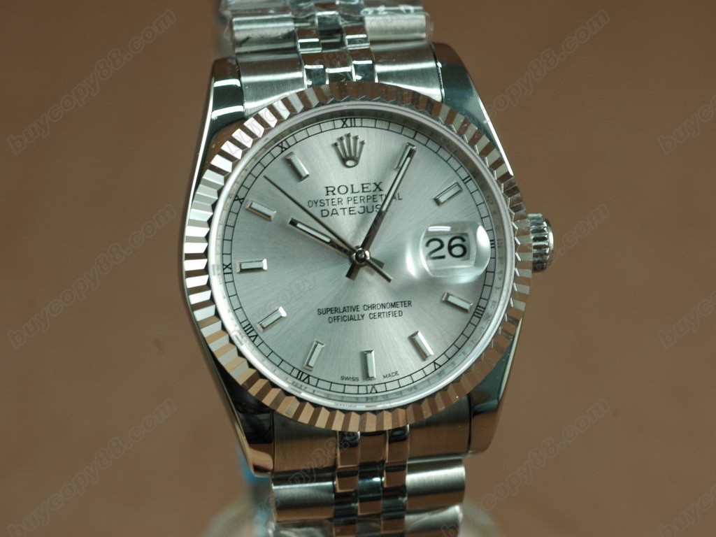 勞力士【男性用】 DateJust 36mm SS/SS White Dial A-2836-2自動機芯搭載1