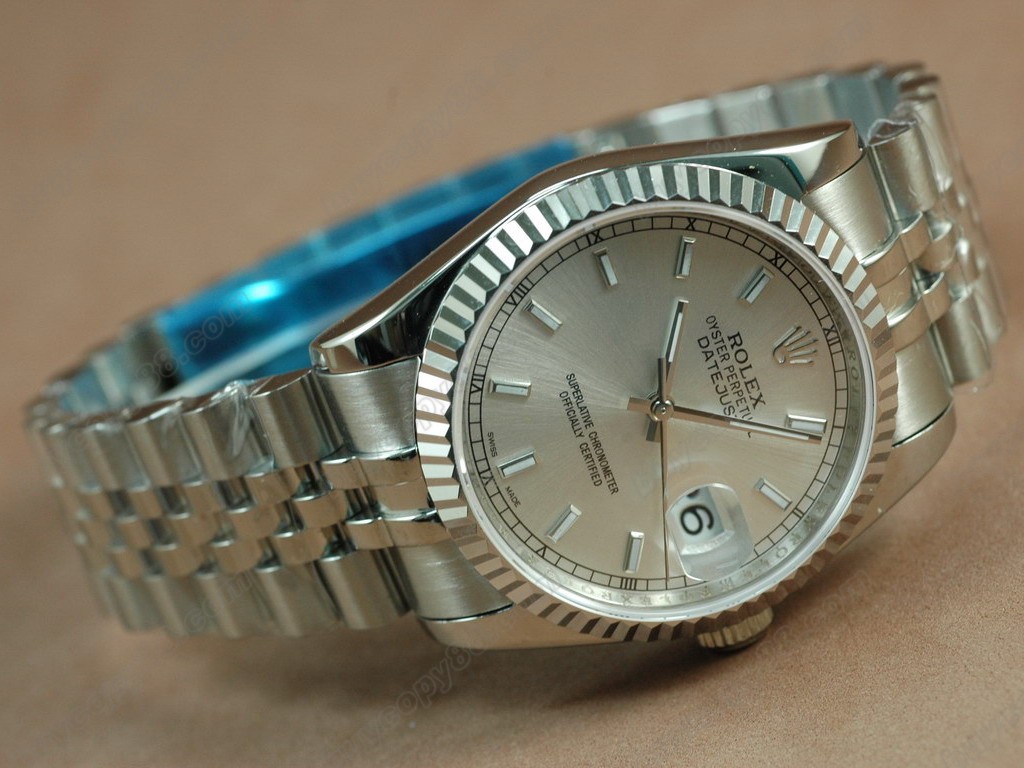 勞力士【男性用】 DateJust 36mm SS/SS White Dial A-2836-2自動機芯搭載2