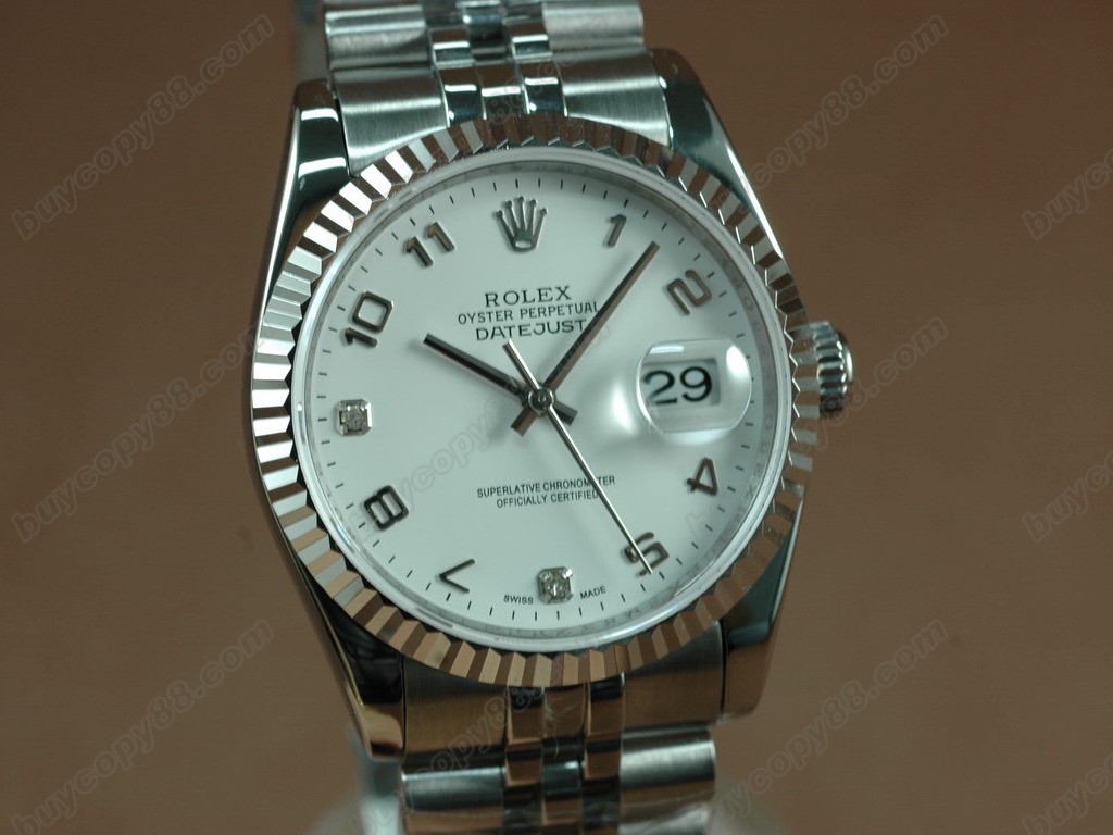 勞力士【男性用】DateJust 36mm SS/SS White Dial A-2836-2 自動機芯搭載0