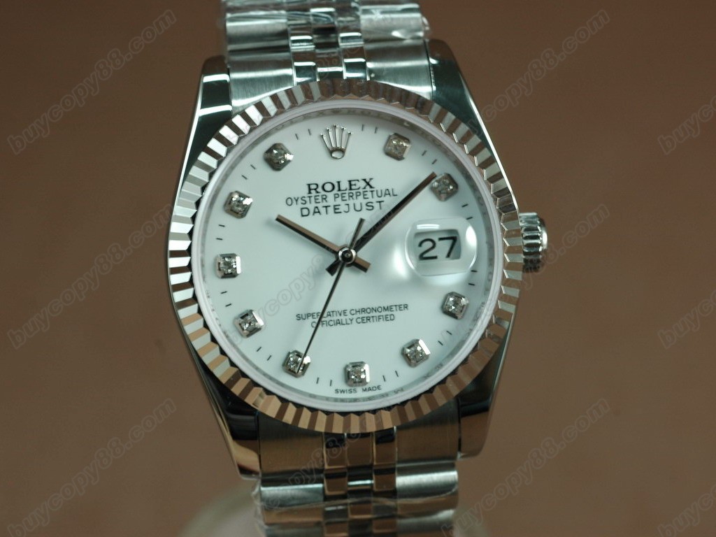 勞力士【男性用】DateJust 36mm SS/SS White Dial A-2836-2 自動機芯搭載0