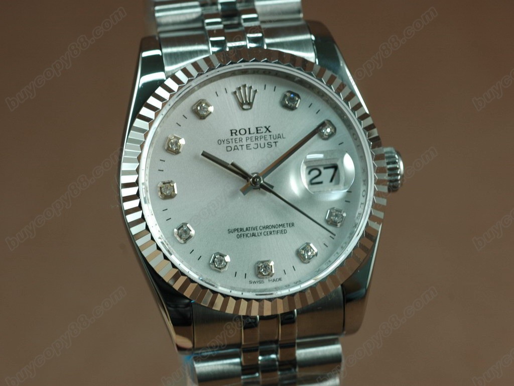 勞力士【男性用】DateJust 36mm SS/SS White Dial A-2836-2 自動機芯搭載0