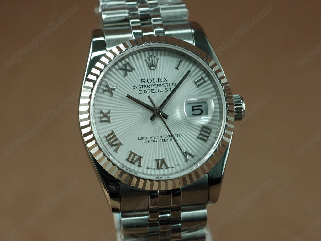 勞力士【男性用】DateJust 36mm SS/SS White Dial A-2836-2 自動機芯搭載0