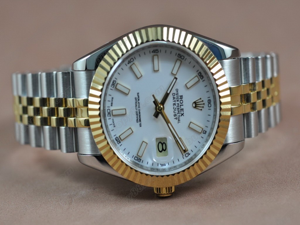 勞力士【男性用】DateJust 41mm TT White Dial A-2836-2 自動機芯搭載0