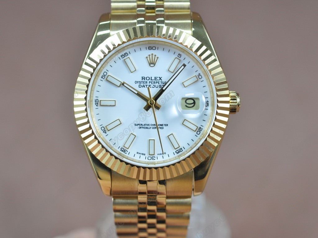 勞力士【男性用】DateJust 41mm Full YG White Dial A-2836-2自動機芯搭載0