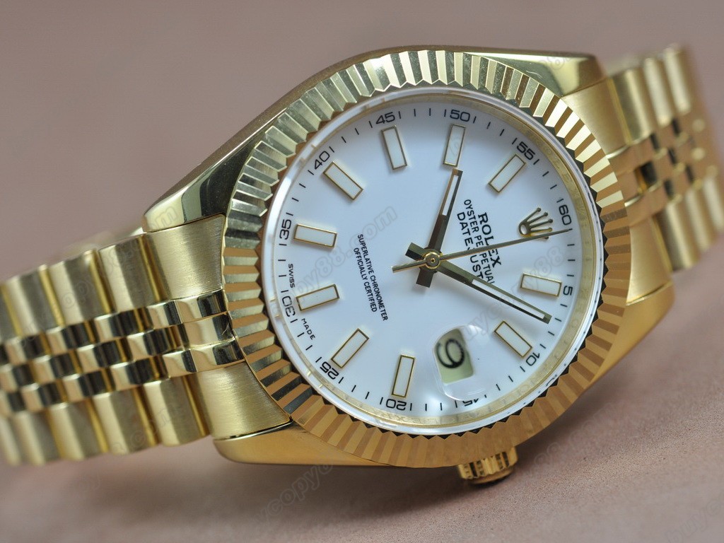 勞力士【男性用】DateJust 41mm Full YG White Dial A-2836-2自動機芯搭載1