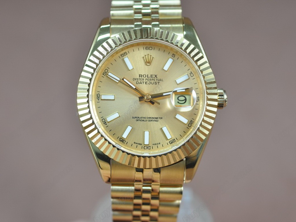 勞力士【男性用】DateJust 41mm Full YG White Dial A-2836-2 自動機芯搭載0