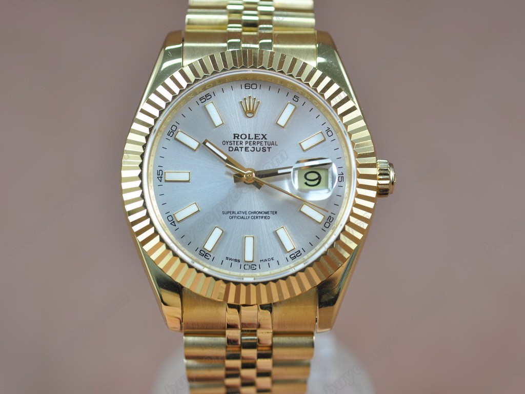 勞力士【男性用】DateJust 41mm Full YG White Dial A-2836-2 自動機芯搭載6