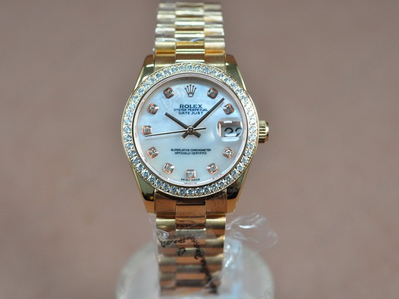 勞力士【女性用】 DateJust 26mm Full RG Diamonds White Dial A-2671-2 自動機芯搭載0