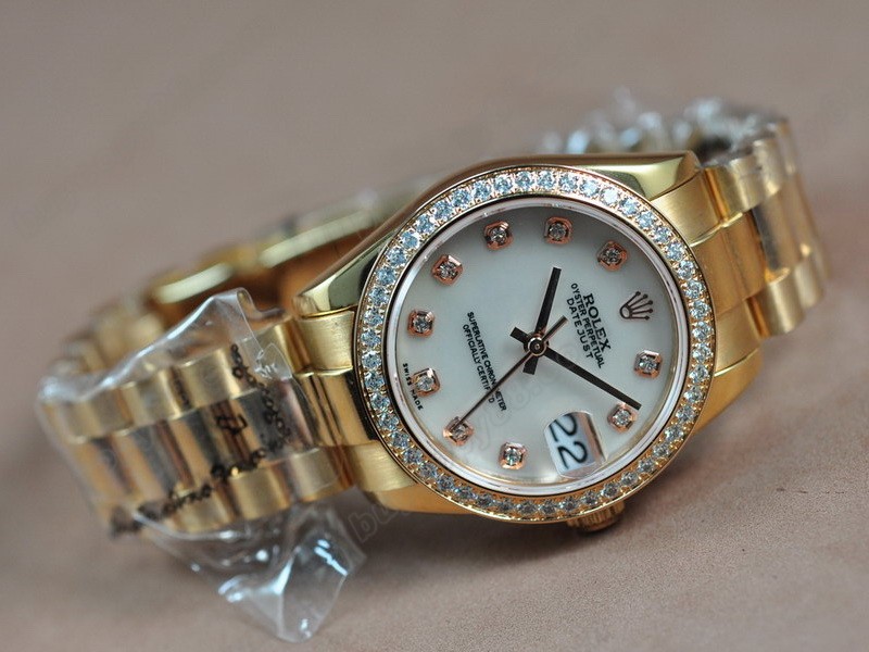 勞力士【女性用】 DateJust 26mm Full RG Diamonds White Dial A-2671-2 自動機芯搭載2