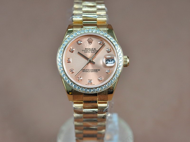 勞力士【女性用】DateJust 26mm Full RG Diamonds White Dial A-2671-2 自動機芯搭載7