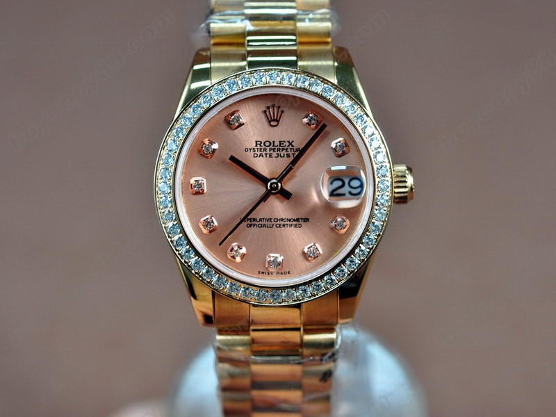 勞力士【女性用】DateJust 26mm Full RG Diamonds White Dial A-2671-2 自動機芯搭載5