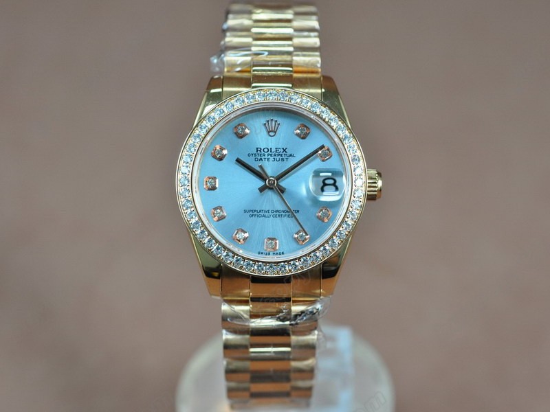 勞力士【男性用】 DateJust 36mm Full RG Diamonds White Dial A-2836-2 自動機芯搭載5