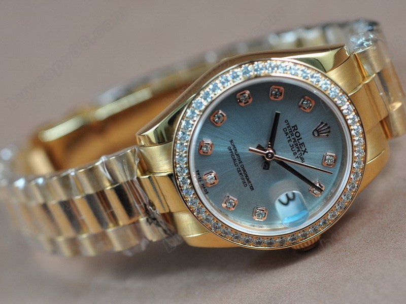 勞力士【男性用】 DateJust 36mm Full RG Diamonds White Dial A-2836-2 自動機芯搭載4