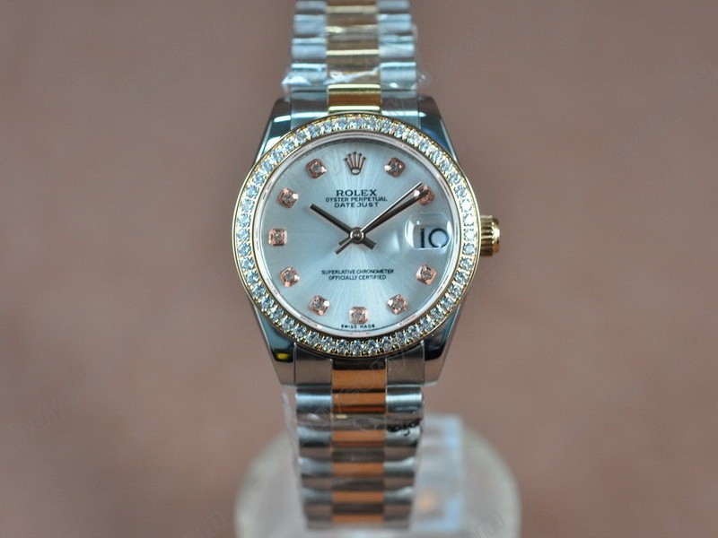 勞力士【男性用】DateJust 36mm TT Diamonds White Dial A-2836-2 自動機芯搭載0