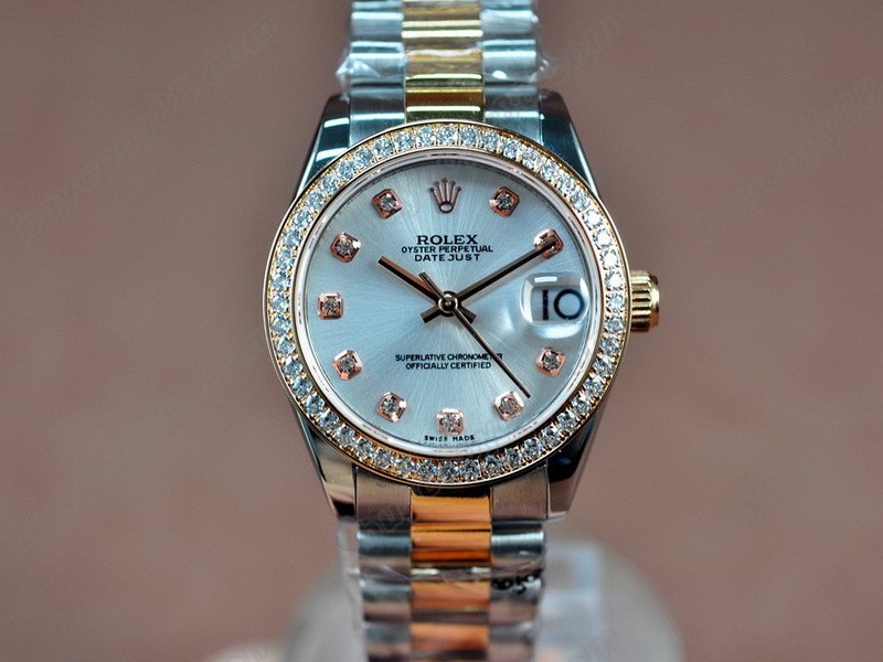 勞力士【男性用】DateJust 36mm TT Diamonds White Dial A-2836-2 自動機芯搭載1