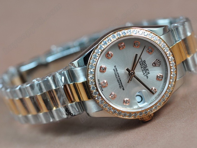 勞力士【男性用】DateJust 36mm TT Diamonds White Dial A-2836-2 自動機芯搭載3