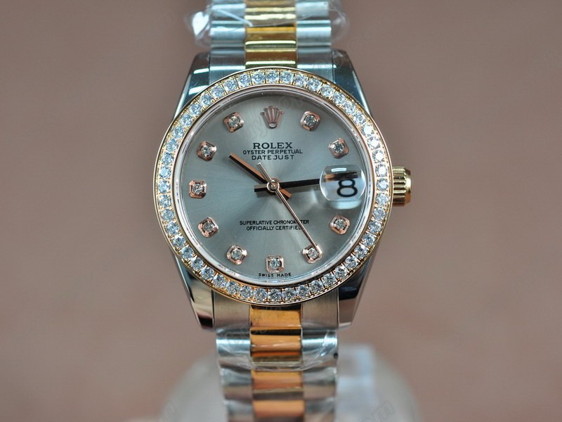 勞力士【男性用】 DateJust 36mm TT Diamonds White Dial A-2836-2 自動機芯搭載2