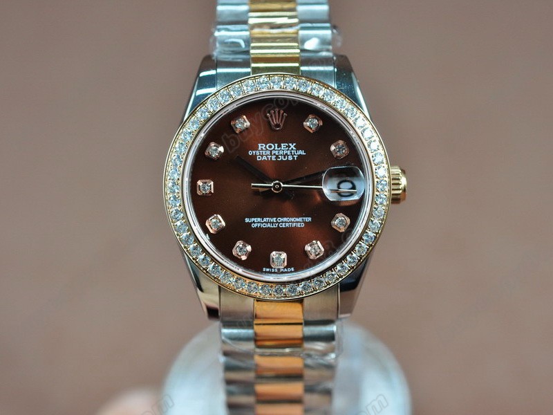 勞力士【男性用】 DateJust 36mm TT Diamonds White Dial A-2836-2自動機芯搭載1