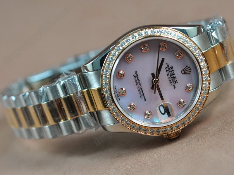 勞力士【男性用】 DateJust 36mm TT Diamonds White Dial A-2836-2自動機芯搭載3