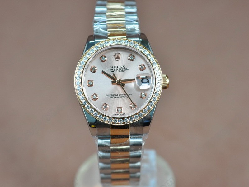 勞力士【男性用】 DateJust 36mm TT Diamonds White Dial A-2836-2 自動機芯搭載2