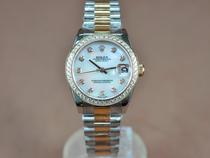 勞力士【男性用】DateJust 36mm TT Diamonds White Dial A-2836-2 自動機芯搭載7