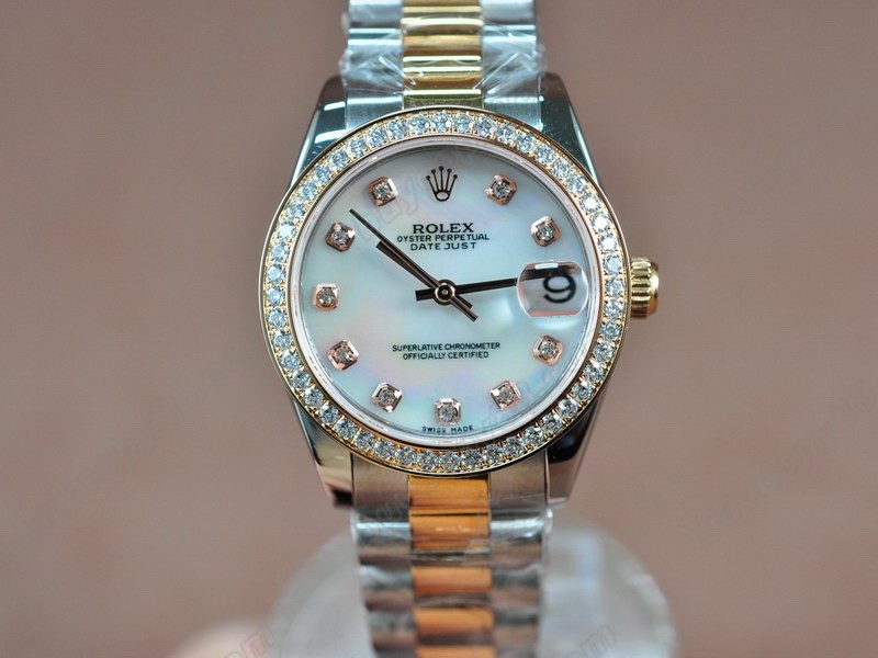 勞力士【男性用】DateJust 36mm TT Diamonds White Dial A-2836-2 自動機芯搭載5