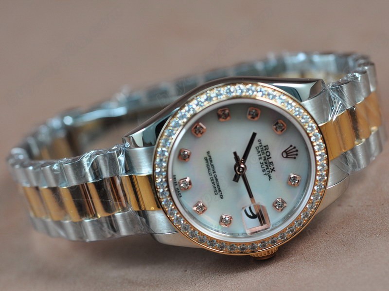 勞力士【男性用】DateJust 36mm TT Diamonds White Dial A-2836-2 自動機芯搭載6