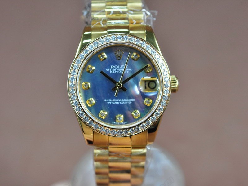 勞力士【男性用】DateJust 36mm Full YG Diamonds White Dial A-2836-2 自動機芯搭載5