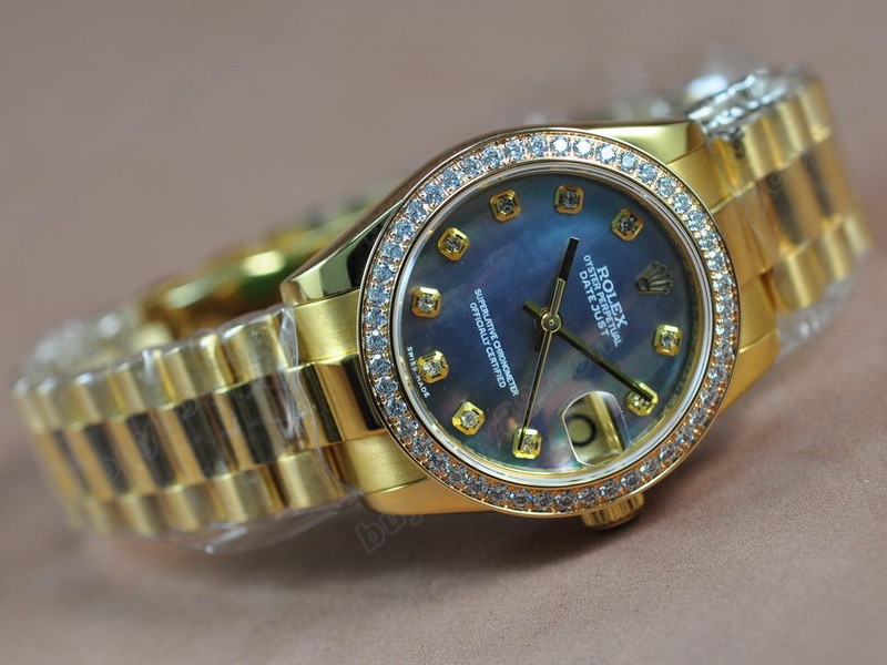 勞力士【男性用】DateJust 36mm Full YG Diamonds White Dial A-2836-2 自動機芯搭載4