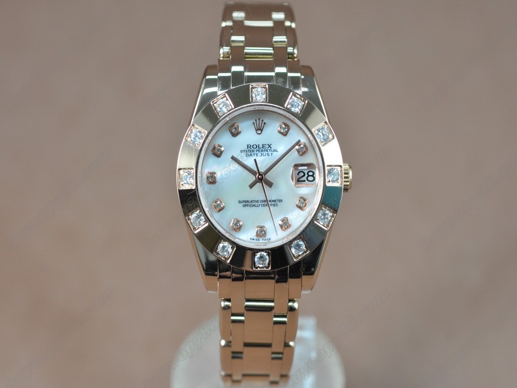 勞力士【女性用】DateJust Mid 34mm Full RG White Dial A-2836-2 自動機芯搭載0