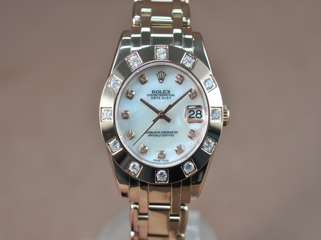 勞力士【女性用】DateJust Mid 34mm Full RG White Dial A-2836-2 自動機芯搭載1