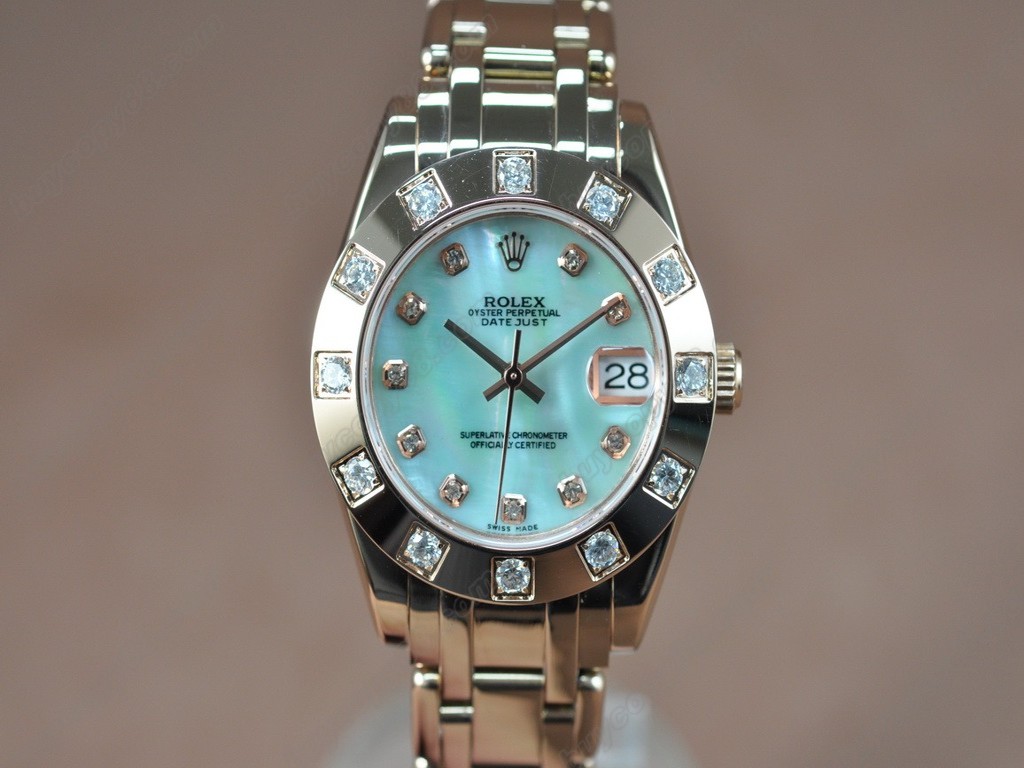 勞力士【女性用】 DateJust Mid 34mm Full RG White Dial A-2836-2自動機芯搭載2