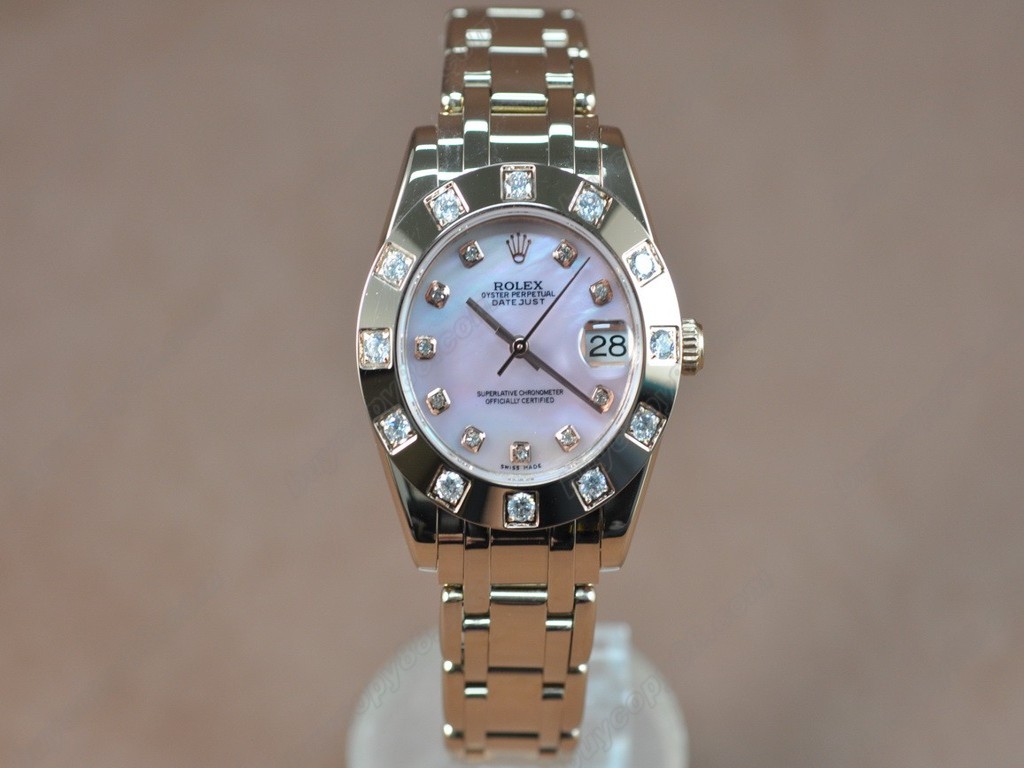 勞力士【女性用】 DateJust Mid 34mm Full RG White Dial A-2836-2自動機芯搭載0