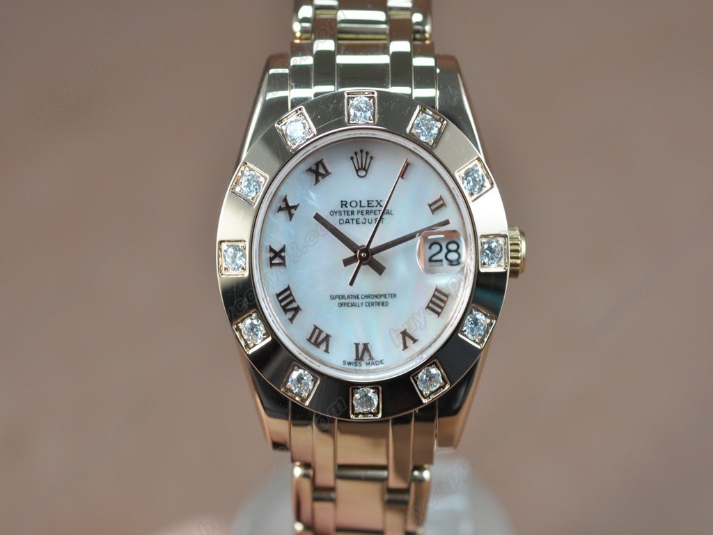 勞力士【女性用】 DateJust Mid 34mm Full RG White Dial A-2836-2 自動機芯搭載0