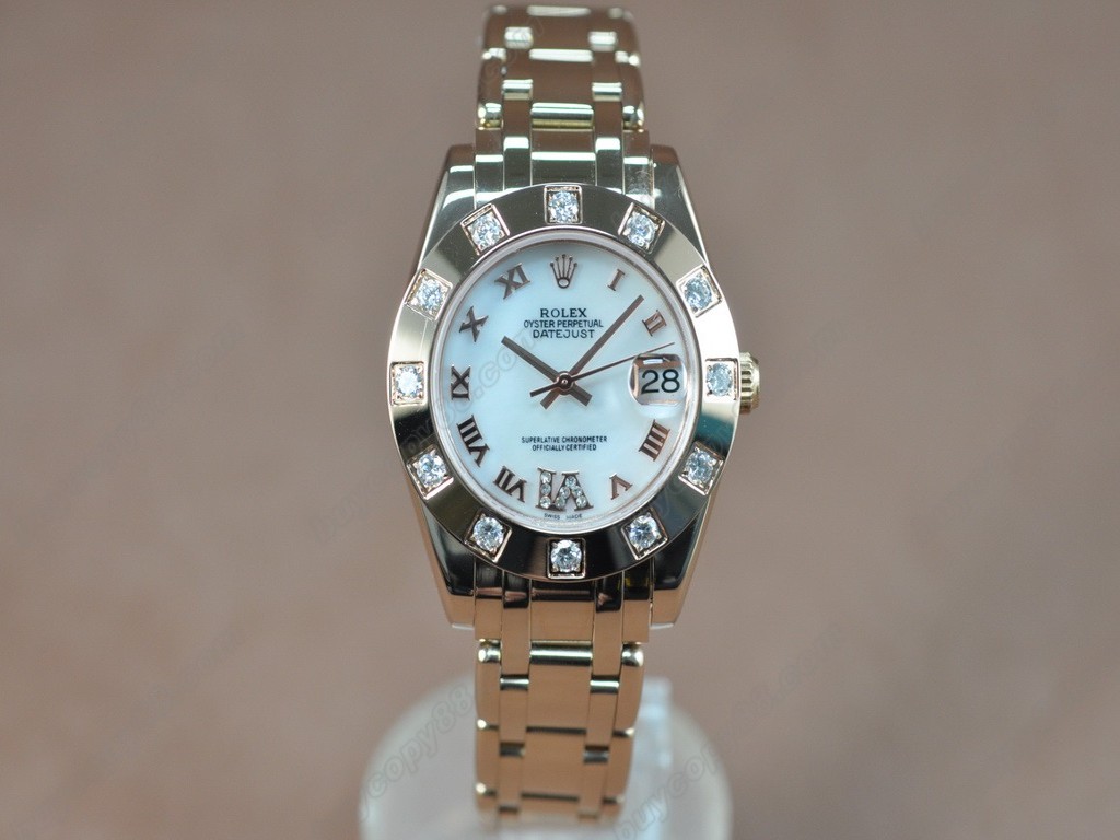 勞力士【女性用】DateJust Mid 34mm Full RG White Dial A-2836-2 自動機芯搭載0