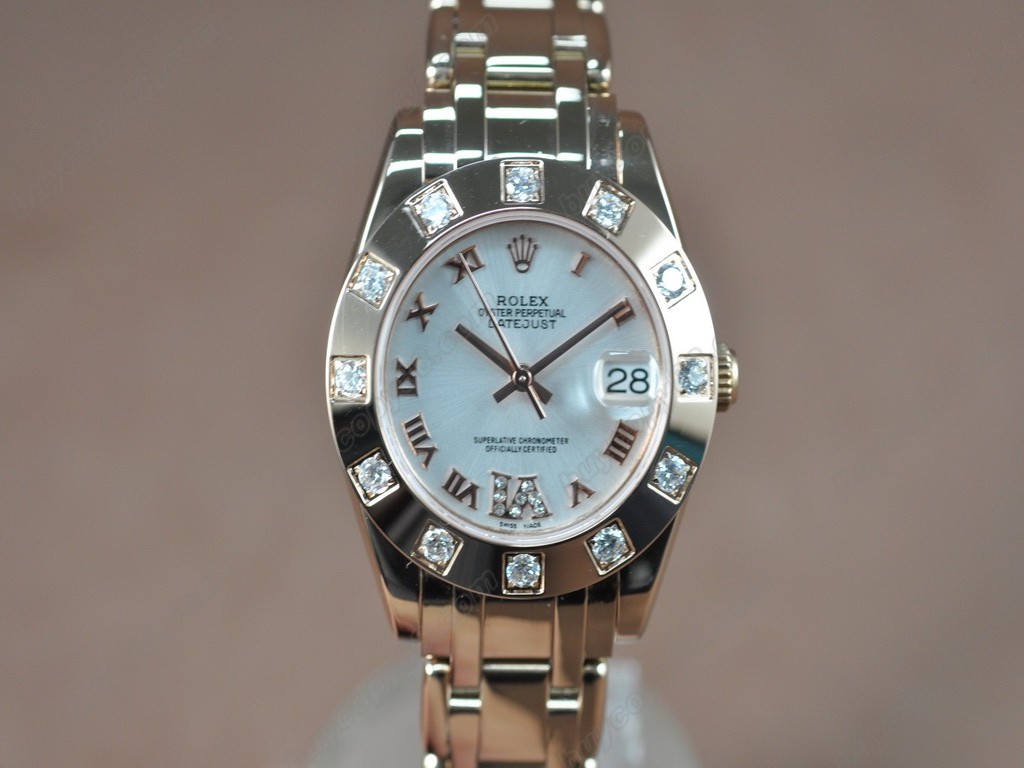 勞力士【女性用】 DateJust Mid 34mm Full RG White Dial A-2836-2自動機芯搭載1