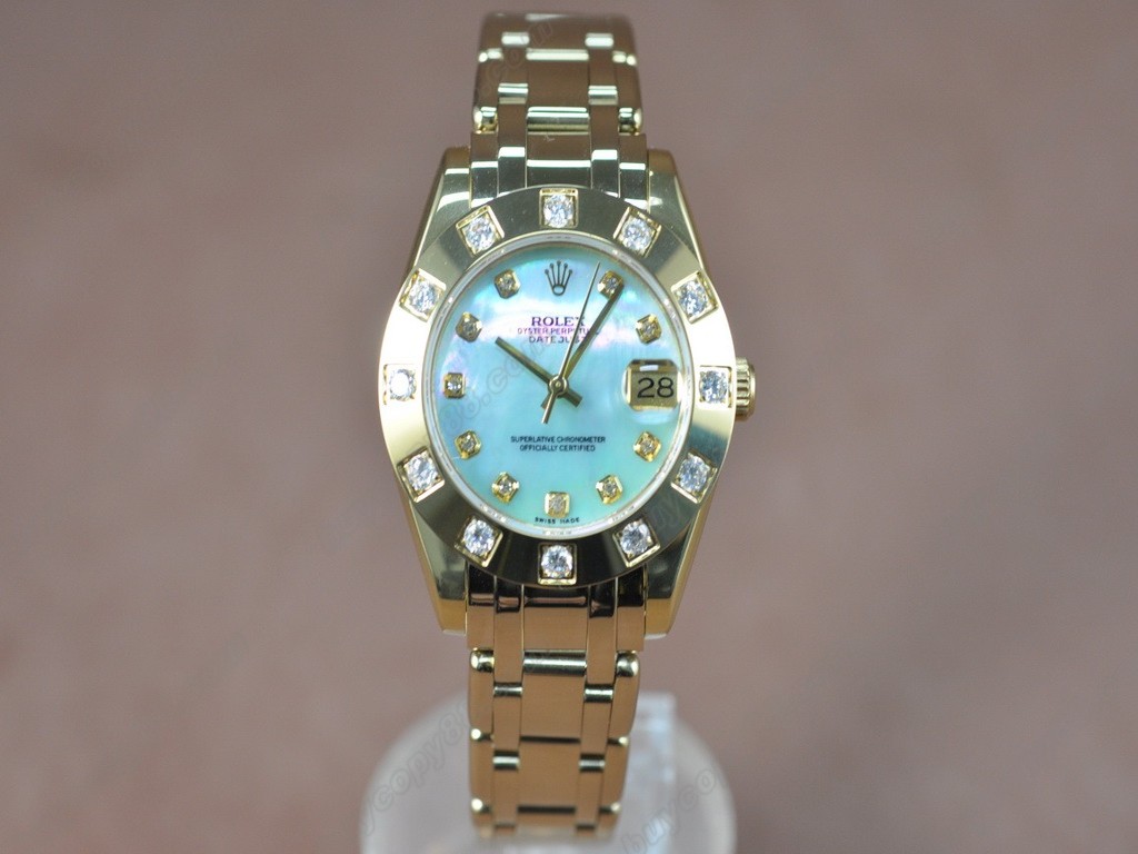 勞力士【女性用】DateJust Mid 34mm Full YG White Dial A-2836-2 自動機芯搭載0