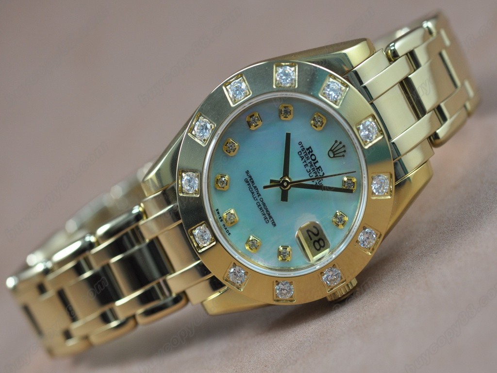 勞力士【女性用】DateJust Mid 34mm Full YG White Dial A-2836-2 自動機芯搭載1