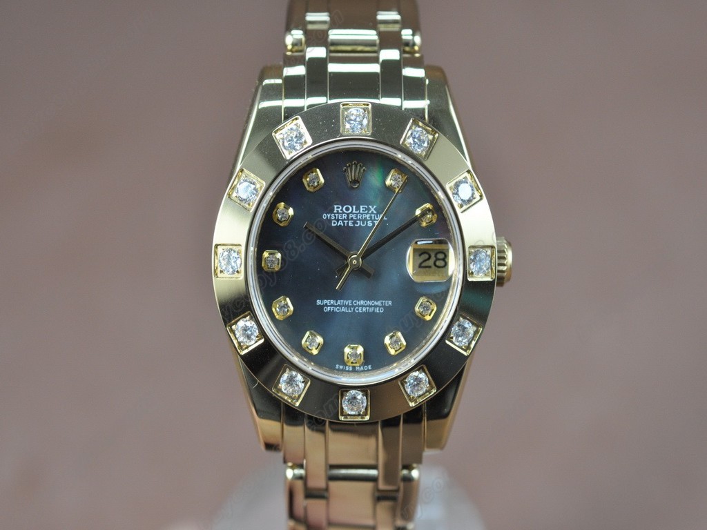 勞力士【女性用】DateJust Mid 34mm Full YG White Dial A-2836-2 自動機芯搭載2