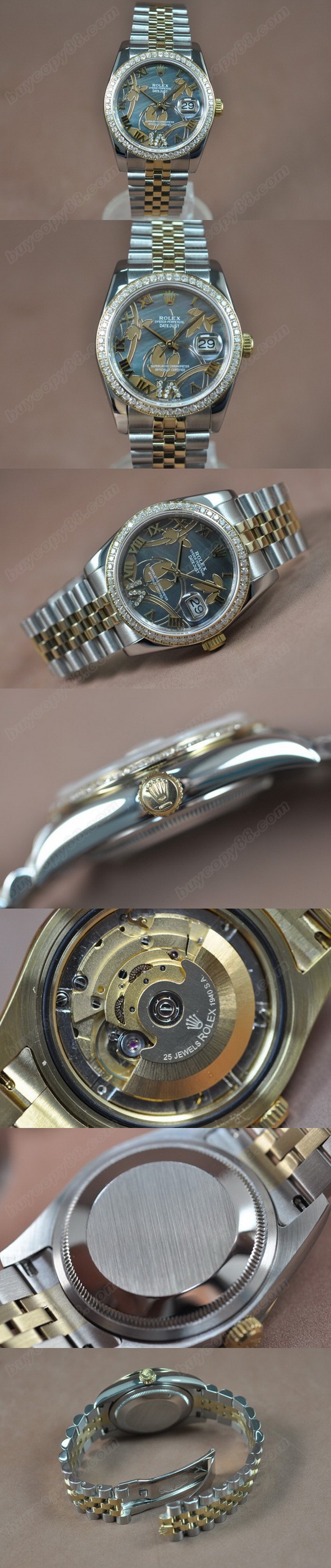  勞力士 Watches DateJust 2011 Flora TT/Diam Pearl 灰色 A-2836-2 自動機芯 搭 載  0