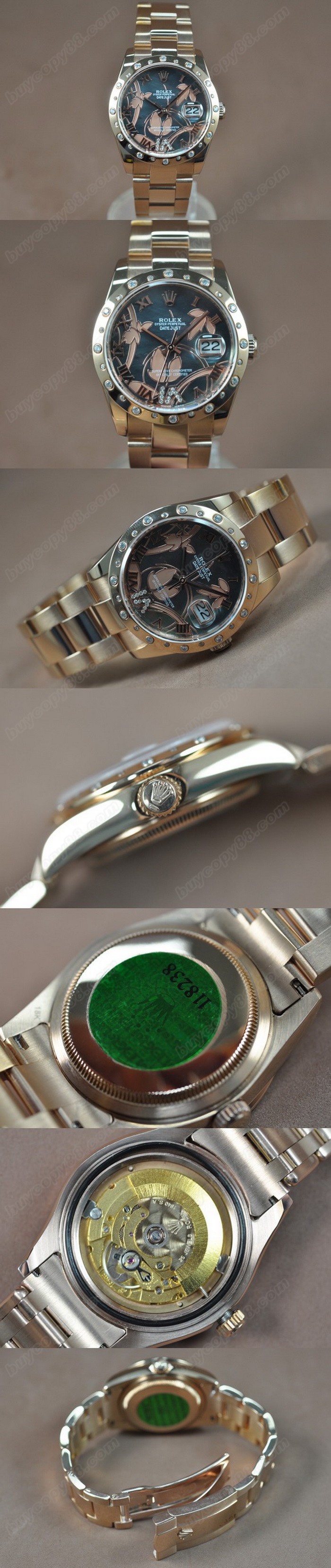  勞力士 Watches DateJust 2011 Flora 玫瑰金/Diam Pearl 灰色 A-2836-2 自動機芯 搭 載  0