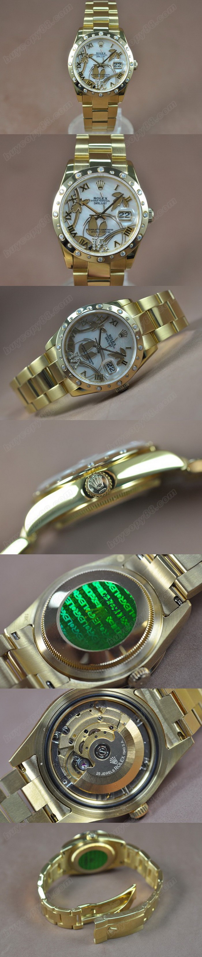 勞力士 Watches DateJust 2011 Flora YG/Diam Pearl 白 A-2836-2 自動機芯 搭 載0