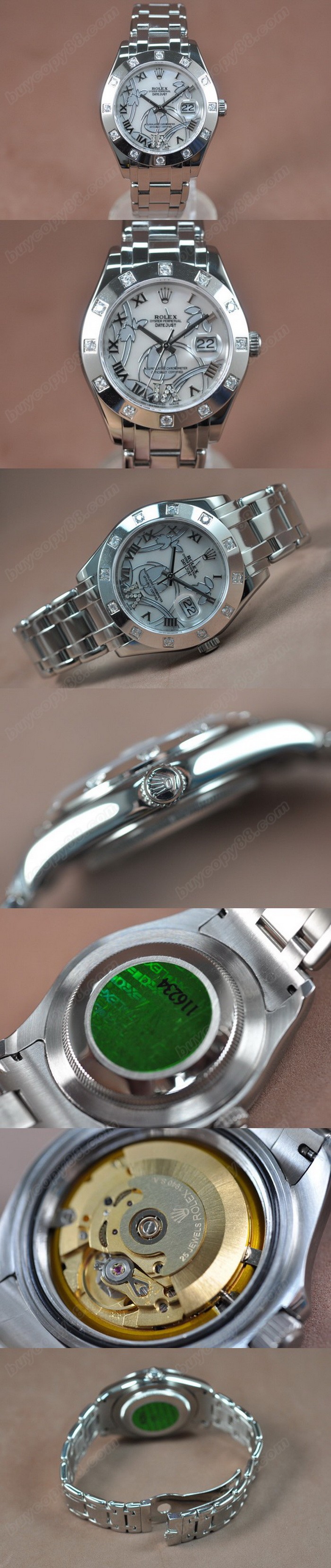 勞力士 Watches DateJust 2011 Flora SS 12-Diam Pearl 白 A-2836-2 自動機芯 搭 載0