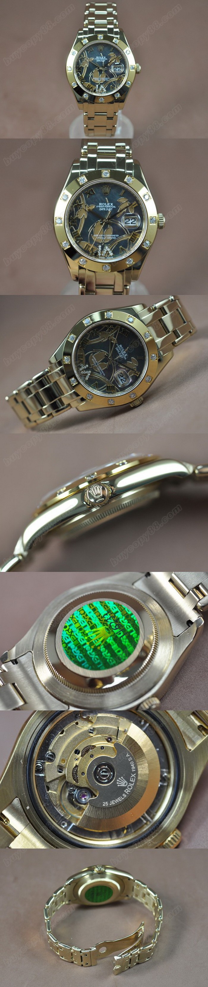 勞力士 Watches DateJust 2011 Flora YG 12-Diam Pearl 灰色 A-2836-2 自動機芯 搭 載0