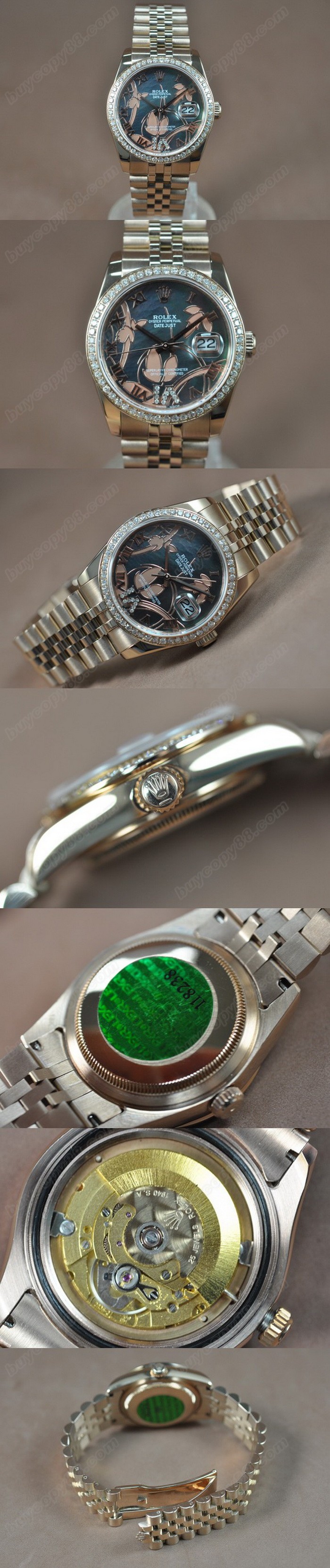 勞力士 Watches DateJust 2011 Flora 玫瑰金/Diam Pearl 灰色 A-2836-2 自動機芯 搭 載0