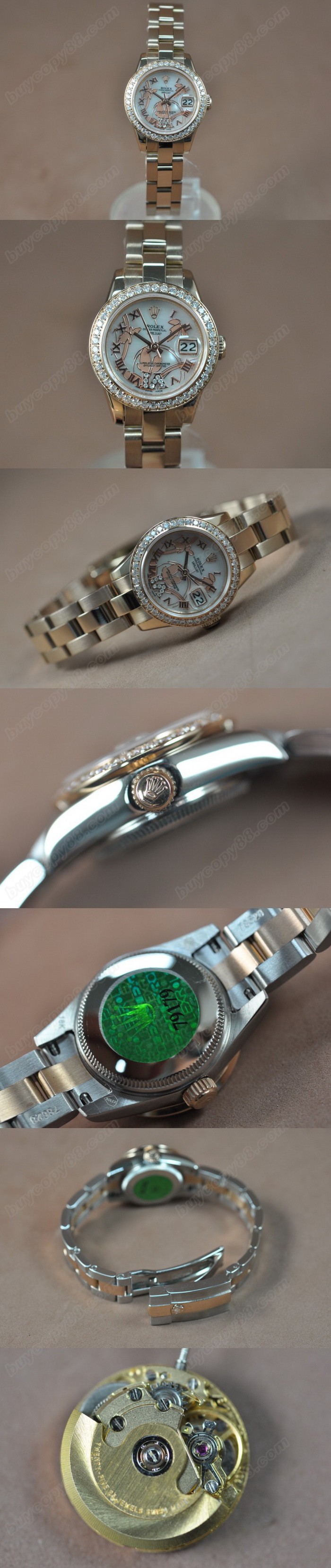  勞力士 Watches DateJust 26mm 2011 Flora 玫瑰金 Diam Pearl 白 A-2671-2 自動機芯 搭 載  0