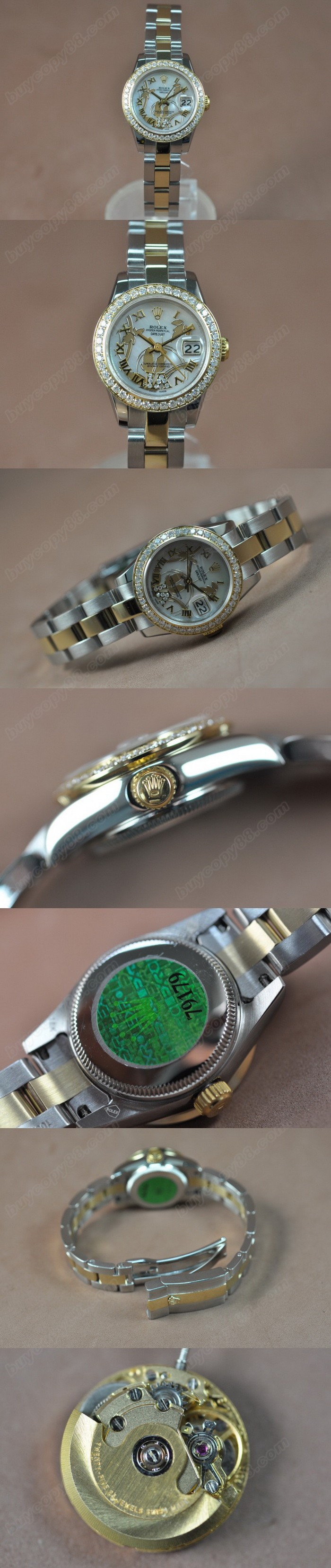 勞力士 Watches DateJust 26mm 2011 Flora TT Diam Bel Pearl 白 A-2671-2 自動機芯 搭 載 0