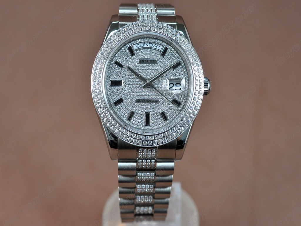 勞力士【男性用】DateDay 41mm SS/SS Diamond Dial A-2836-2 自動機芯搭載1