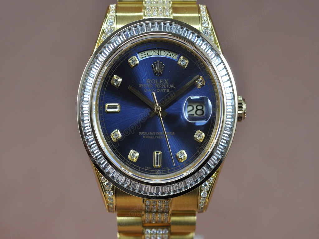 勞力士【男性用】 DateDay 41mm Full YG Diamond White Dial A-2836-2 自動機芯搭載4