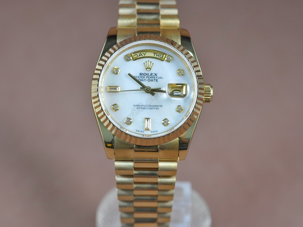 勞力士【男性用】 DateDay 36mm Full YG White Dial A-2836-2自動機芯搭載9